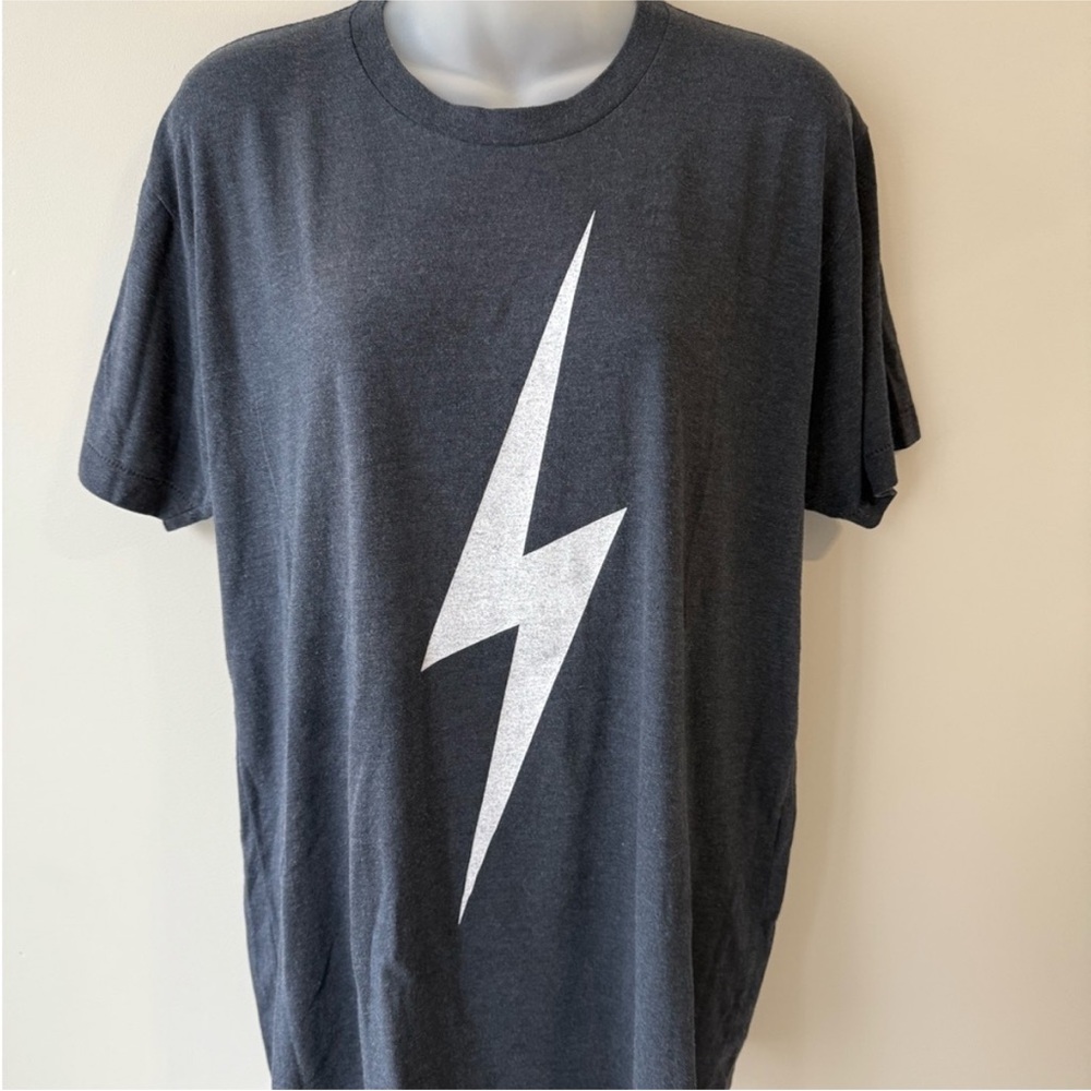 Aviator Nation Gray Lightning Bolt Graphic T-Shirt Size L